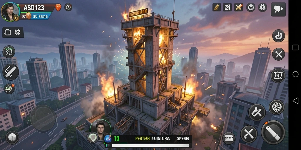 Tampilan gameplay menara yang seru dan mendebarkan di ASD123.