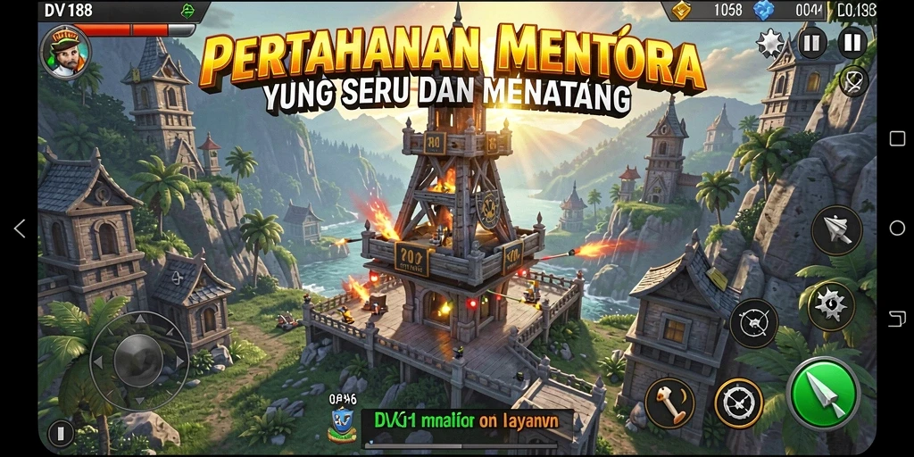 Tangkapan layar gameplay menara pertahanan yang epik dan mendebarkan.