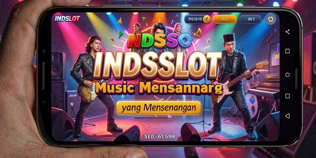 Screenshot utama INDSLOT menampilkan gameplay mengasyikkan dengan musik.