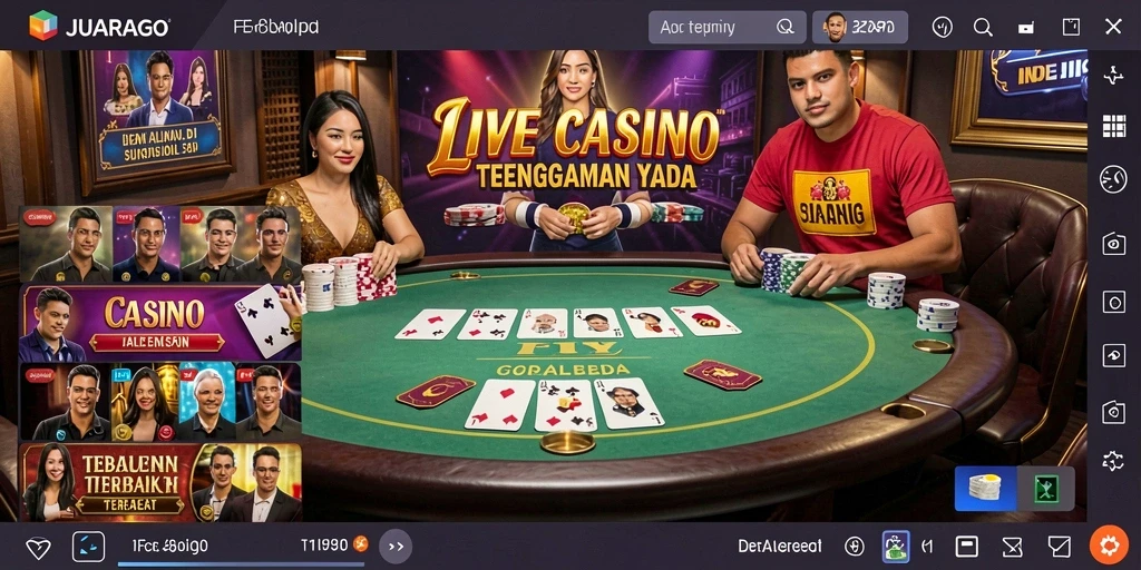 Tampilan gameplay Live Casino JUARAGO dengan dealer langsung dan interaksi seru.