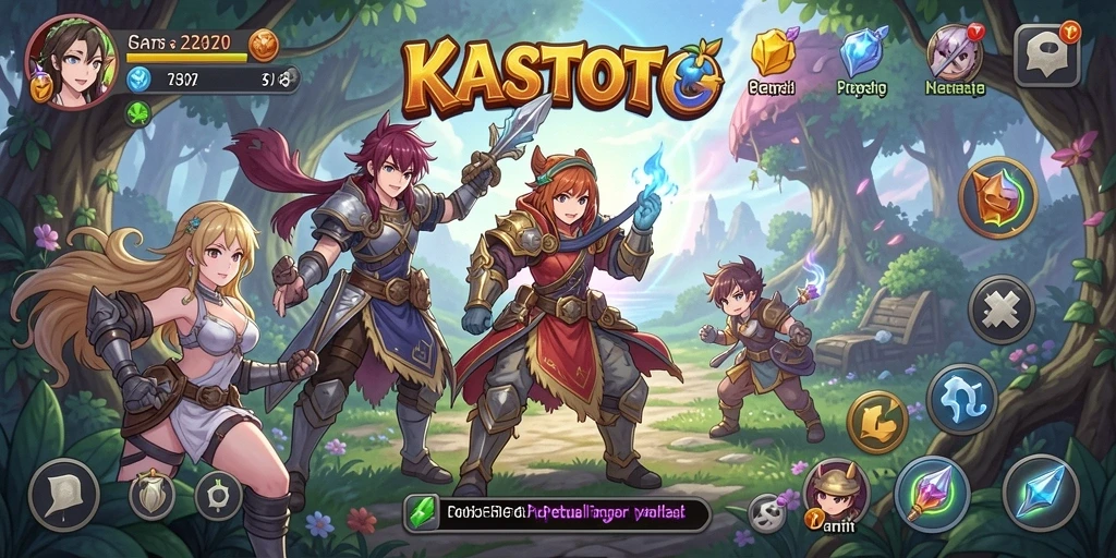 Tampilan gameplay menarik dari KASTOTO dengan karakter anime yang menawan.