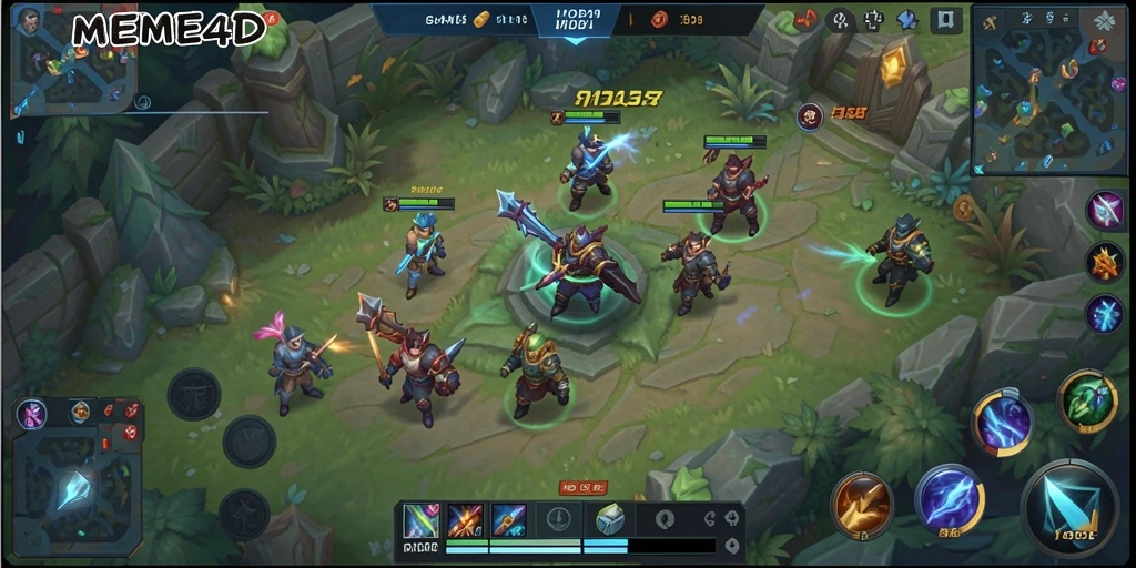 Tangkapan layar gameplay menarik di arena MOBA.