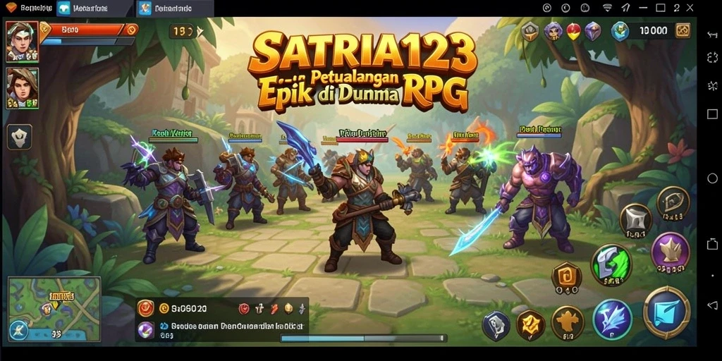 Screenshot utama SATRIA123 menunjukkan pertarungan epik dalam dunia RPG.